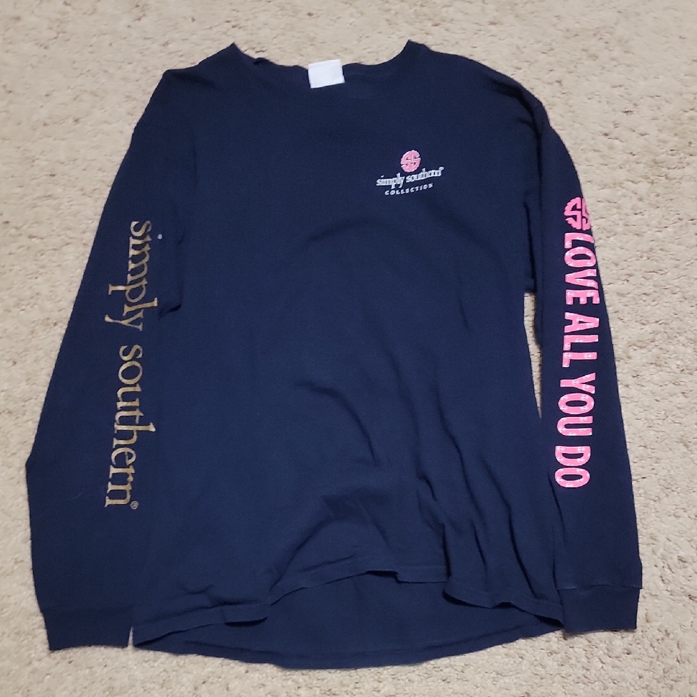 Simply Southern Navy Shirt with Pink and Gold Accents